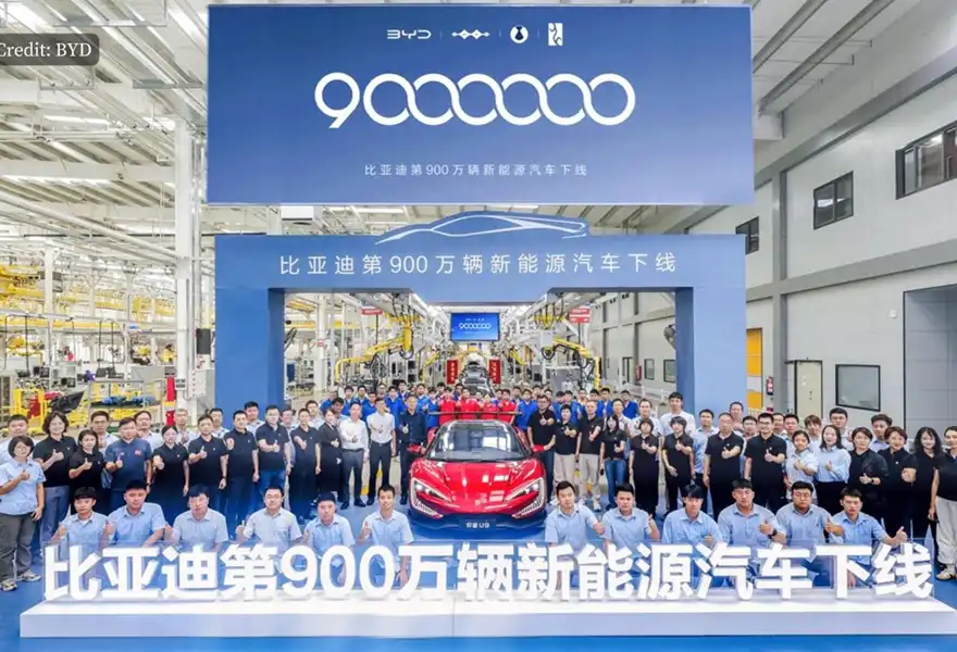 BYD достигла отметки в 9 миллионов новых энергетических автомобилей